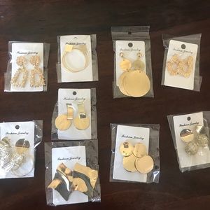 Gold Earrings- 9 pairs, ONE PRICE